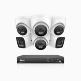 H800 - 4K 8 Channel PoE Security System with 2 Bullet & 4 Turret Cameras, Human & Vehicle Detection, Color & IR Night Vision, Built-in Mic, RTSP Supported